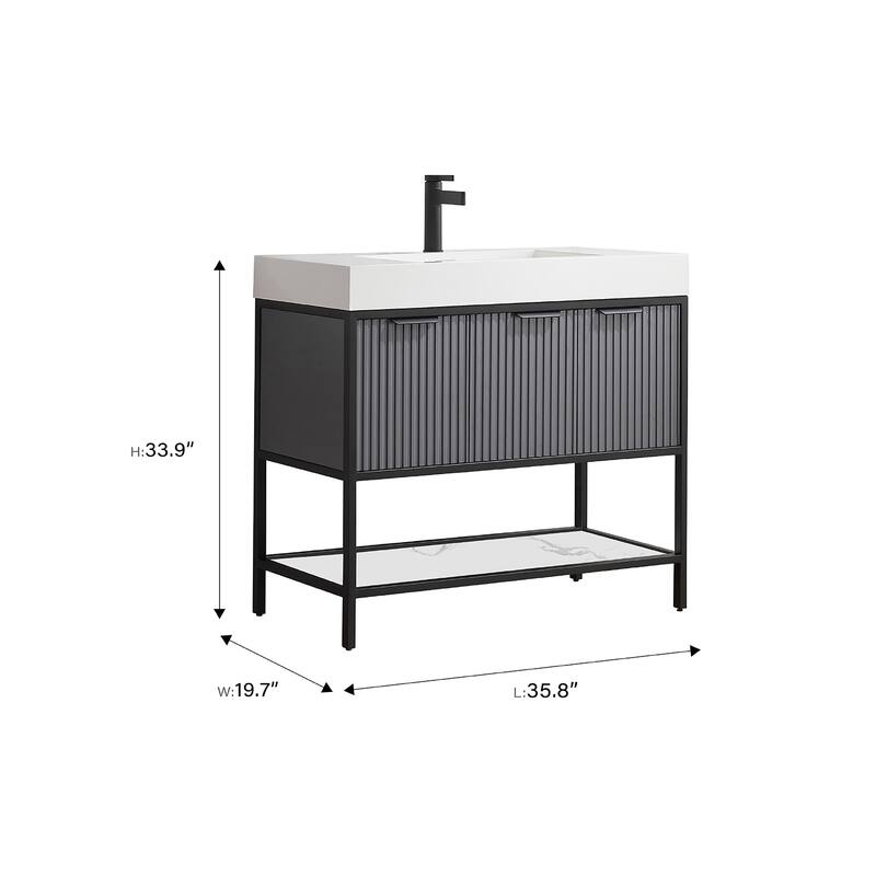 Marcilla 36 in. Single Sink Bath Vanity with Stone Sink Top