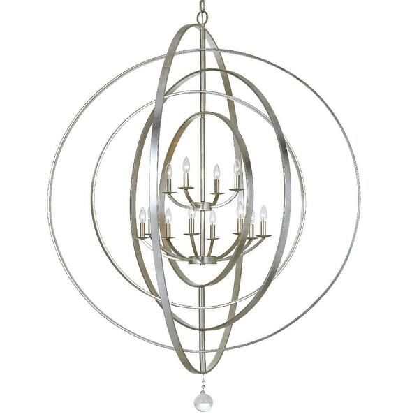 slide 2 of 9, Luna 12 Light Antique Silver Sphere Chandelier - 60'' W x 63'' H 60'' W x 63'' H
