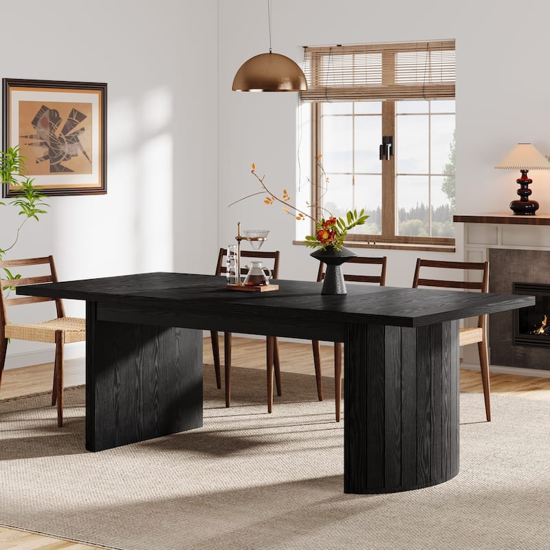 78.7 Inches Brown Wood Dining Table Kitchen Table for 8 People