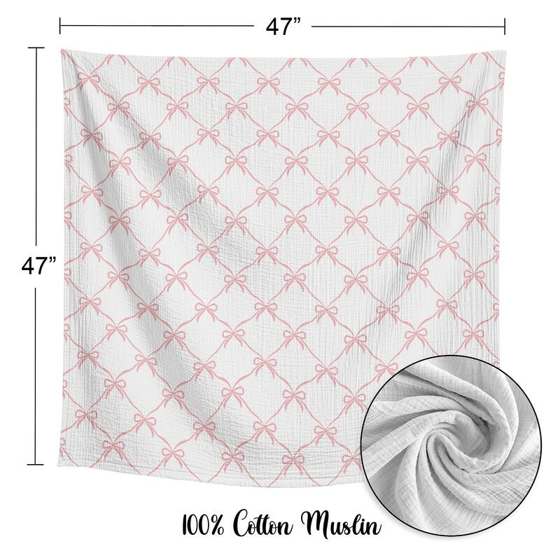 Sweet Jojo Designs Pink Bows Girl 2 Pack 100% Cotton Muslin Baby Swaddle Receiving Blankets - Solid Blush, for Ballet Collection