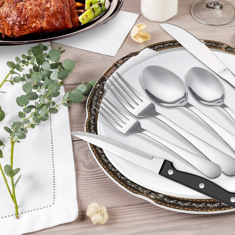 48 Pieces Flatware Set With Steak Knives Stainless Steel Service For 8