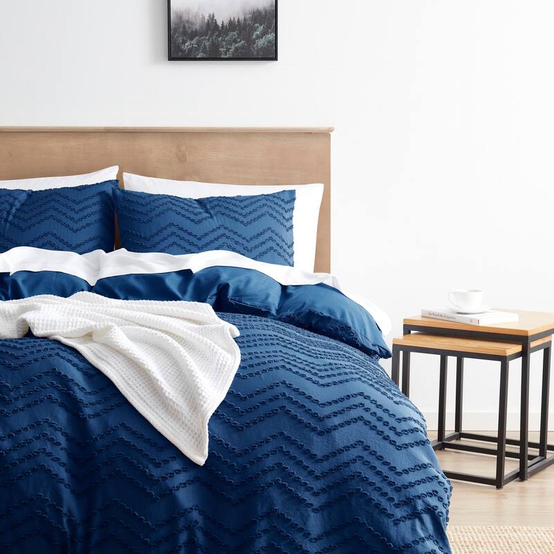 Nestl Boho Tufted Embroidery Double Brushed Duvet Cover with Button Closure