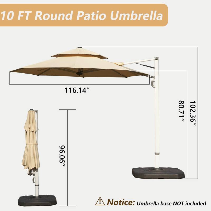 Aluminum Patio Umbrella - 360° Rotation, Hydraulic Lift