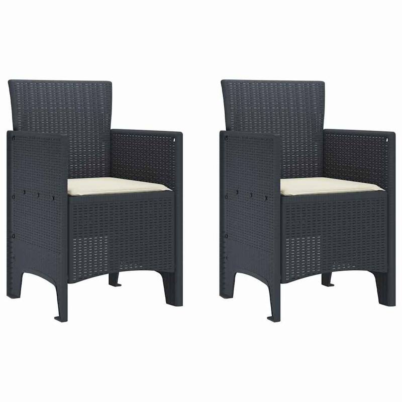 vidaXL Garden Chair 2/4 pcs Anthracite/Brown/White 53 x 49 x 85 cm PP - 53 x 49 x 85 cm