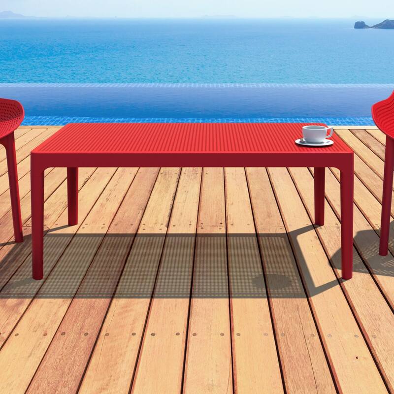 39.5" Red Patio Solid Rectangular Lounge Coffee Table
