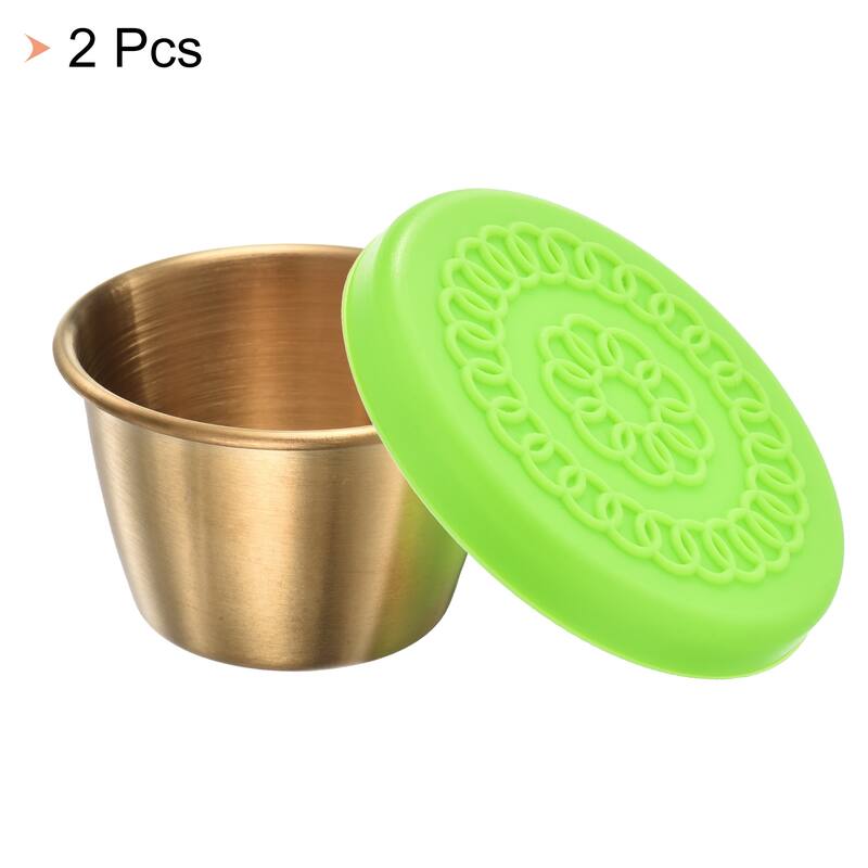2pcs Stainless Steel Dressing Container 2.4oz Reusable Sauce Cups