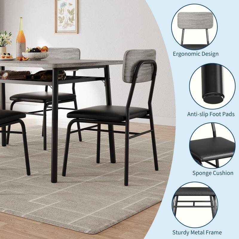 3-Piece Dining Room Set, with Storage Rack and Metal Frame