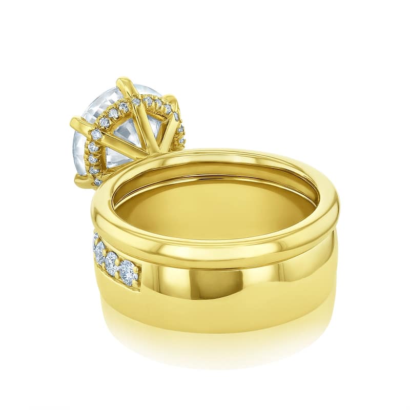 Kobelli 3.5 Carats Round Lab Grown Diamond Certified 14k Solid Gold Modern Dorado Bridal Set