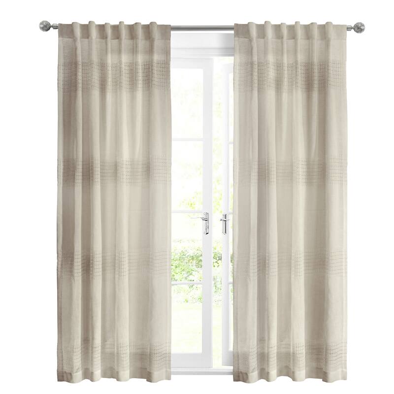 Lindsey Faux Linen Back Tab Curtain Panel by Habitat - 52" x 95" - Linen