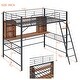 preview thumbnail 14 of 26, Space-Saving Metal Loft Bed with Desk and Storage Shelves
