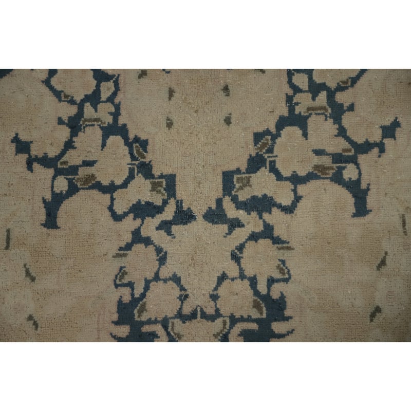 Hand Knotted Oriental 100% Wool Carpet Traditional Floral Beige & Ivories Kerman Area Rug - 12' 10'' X 9' 4''