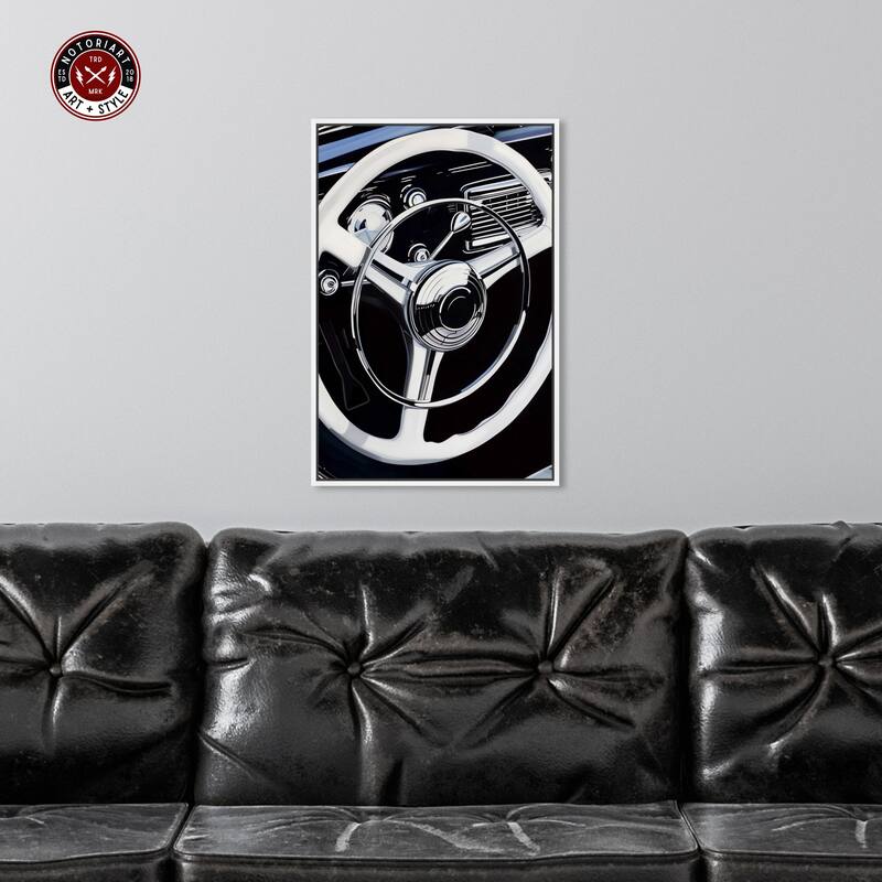 Notoriart Classy Steering Wheel Framed Car 1 Piece Canvas Wall Art