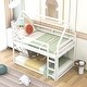 preview thumbnail 3 of 26, Distinctive Twin over Twin Low House Bunk Kids Bed with Roof,Ladder,Guardrail and House-shaped Frame