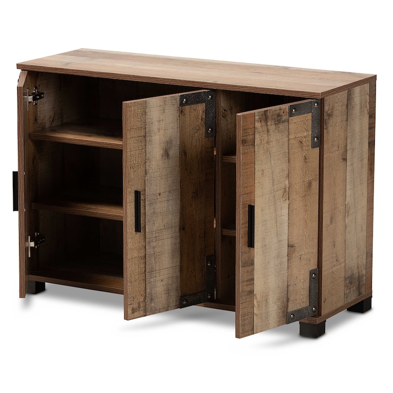 Cyrille Modern and Contemporary Farmhouse Rustic 3-Door Shoe Cabinet
