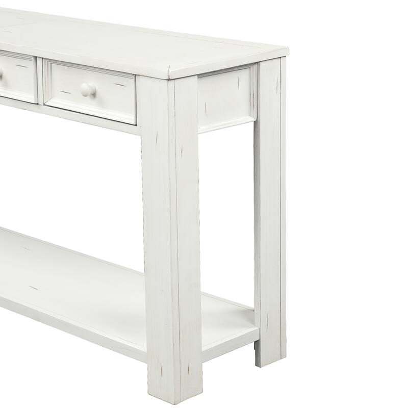 Console Table with Storage Drawers and Bottom Shelf