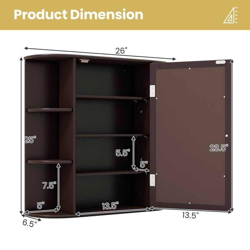 Costway Multipurpose Wall Surface Bathroom Storage Medicine Cabinet