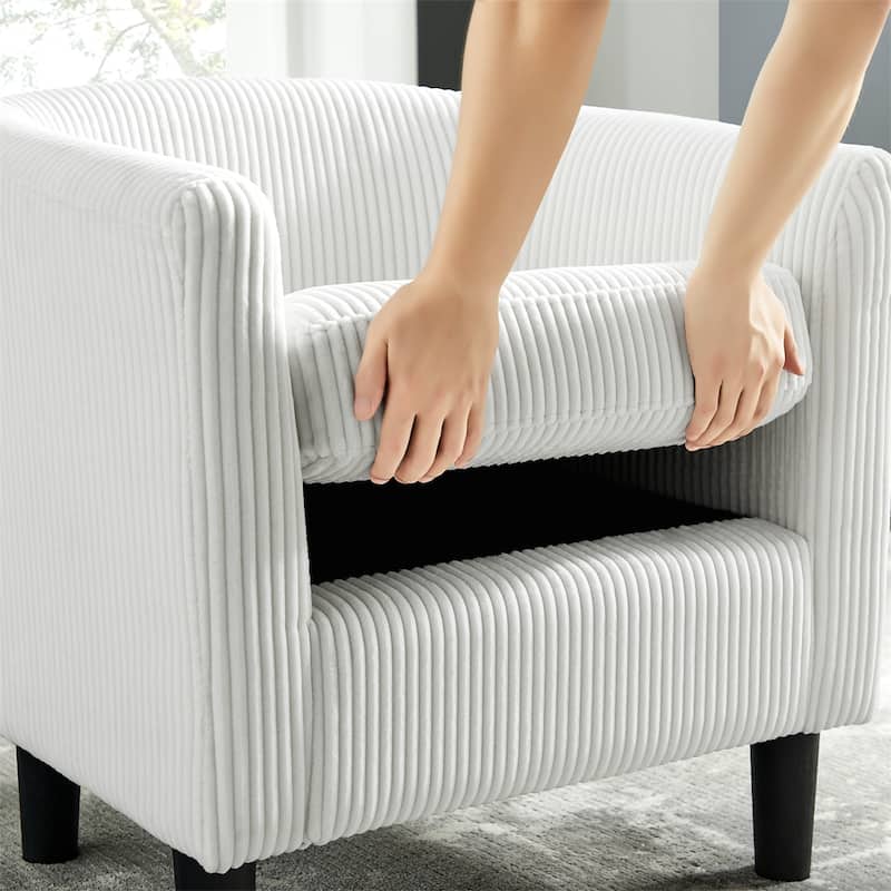 Upholstered Accent Arm Chair Corduroy with Ottoman Foot Rest
