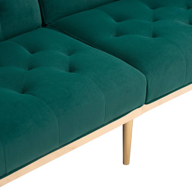 65.35" Velvet Futon Sofa Bed with Adjustable Backrest