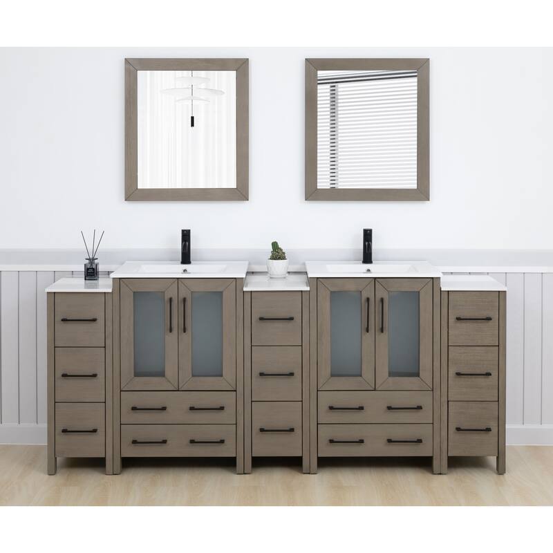 Vanity Art 84-Inch Double Sink Bathroom Vanity Set with Top and Free Mirrors - 84 X 18.1 X 35.8
