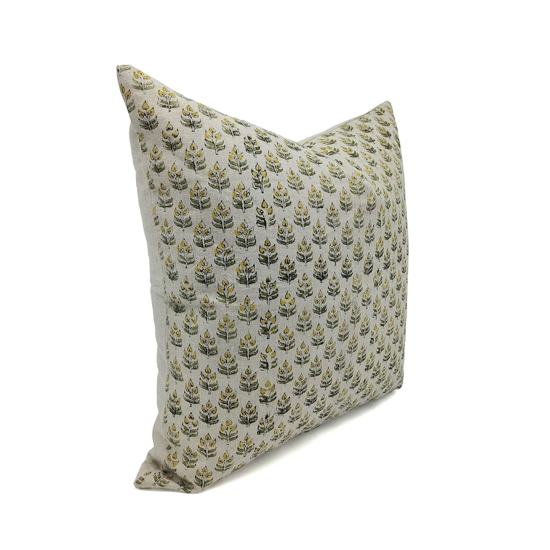 Fabdivine Linen Farmhouse Block print pillow Cover