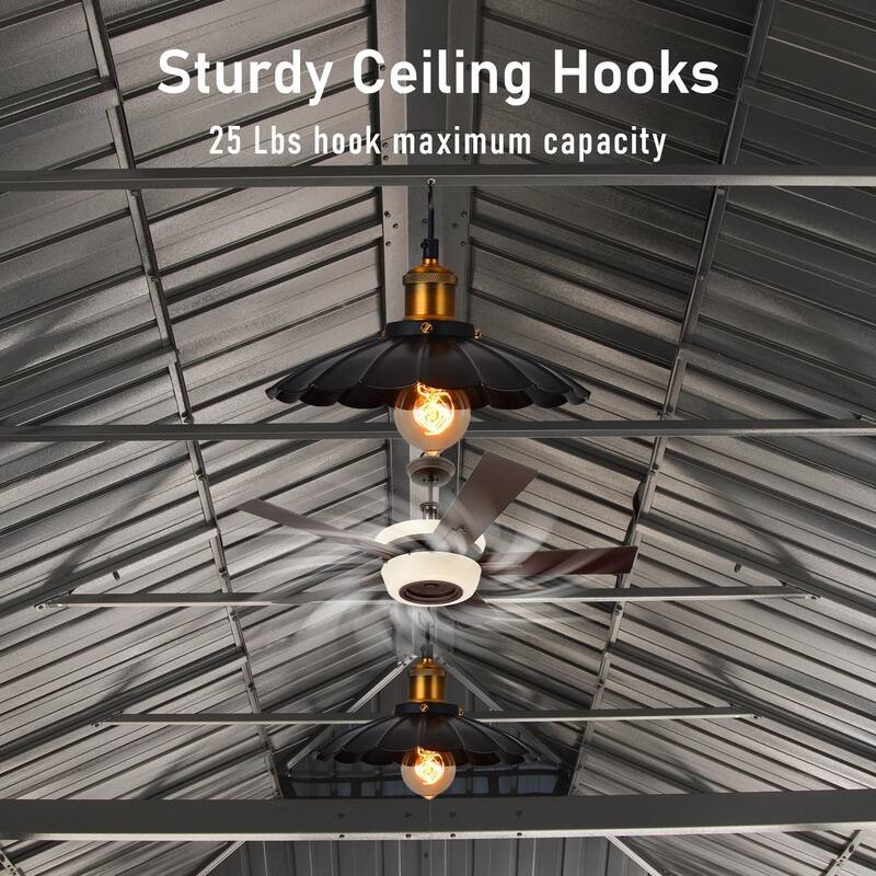 Outdoor Hardtop Gazebo with Galvanized Steel Roof, Aluminum Frame, Built-in Gutter, Curtains, and Netting for Patio, Deck