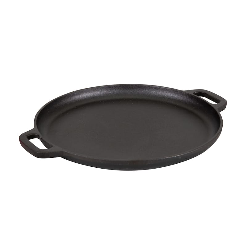 Stansport Pre-Seasoned Cast Iron Pizza Pan - 16.5" L x 13.75" W x 1" H - 16.5" L x 13.75" W x 1" H - Grey