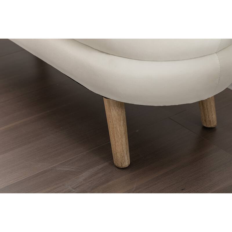 Storage Ottoman Bench with Wood Legs, 44.88" Upholstered Velvet Storage Bench for End of Bed Oval Storage Ottoman