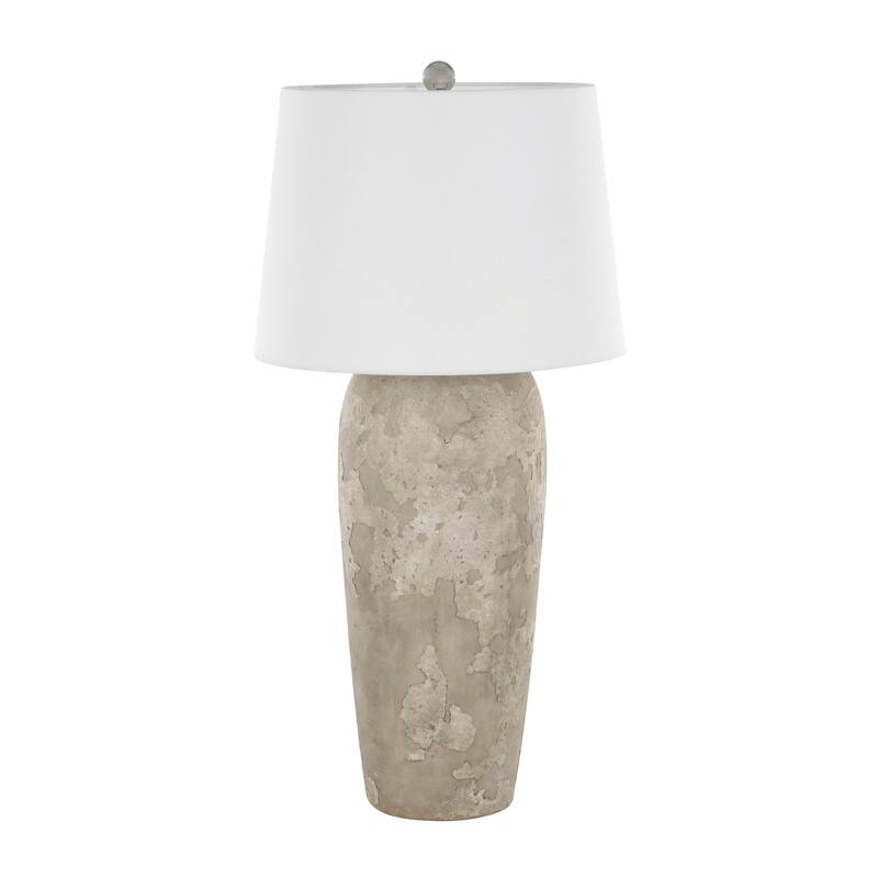 Light Brown, Black or Brown Ceramic Tall Distressed Antique Style Textured Room Table Lamp with Cream Linen Shade
