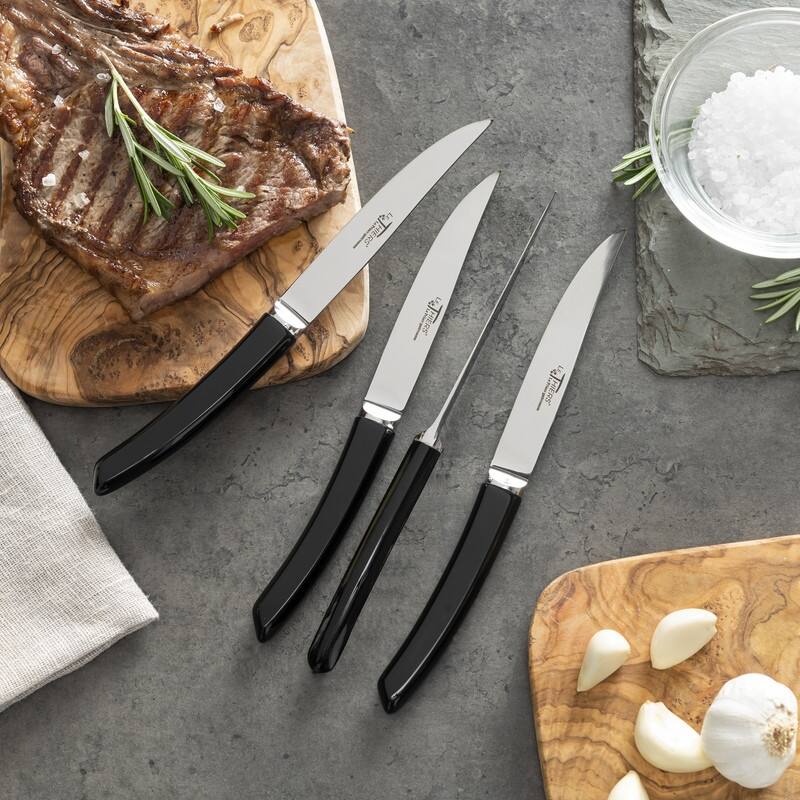 Au Nain Le Thiers Steak Knives with Black Handles, Set of 4