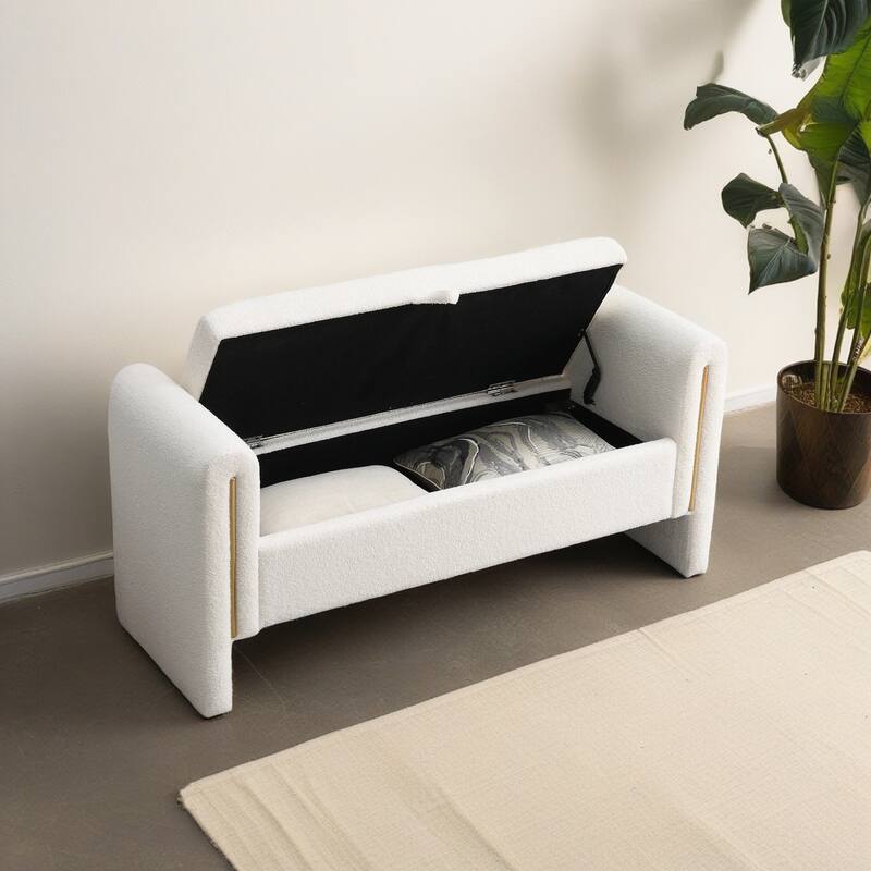Christopher Knight Home - Athena Modern Teddy Fabric Bed-End Storage Bench with Arms