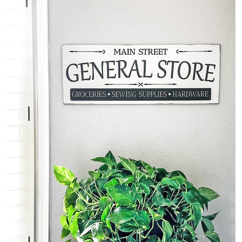 Farmhouse Sign Vintage General Store Design in White - 48x17
