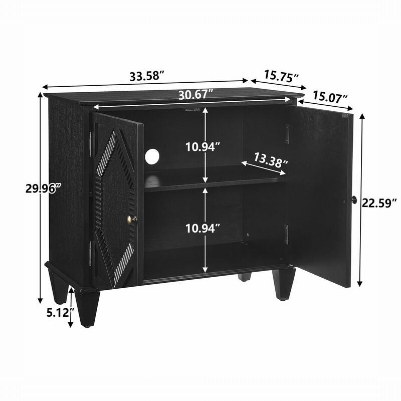 Mid Century Modern Sideboard Buffet Cabinet with Solid Wood Legs for Storage and Display