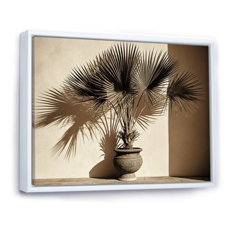 Designart "Beige Palms Palm Trees Bouquet Still Life " Palms & Palm Trees Framed Wall Decor