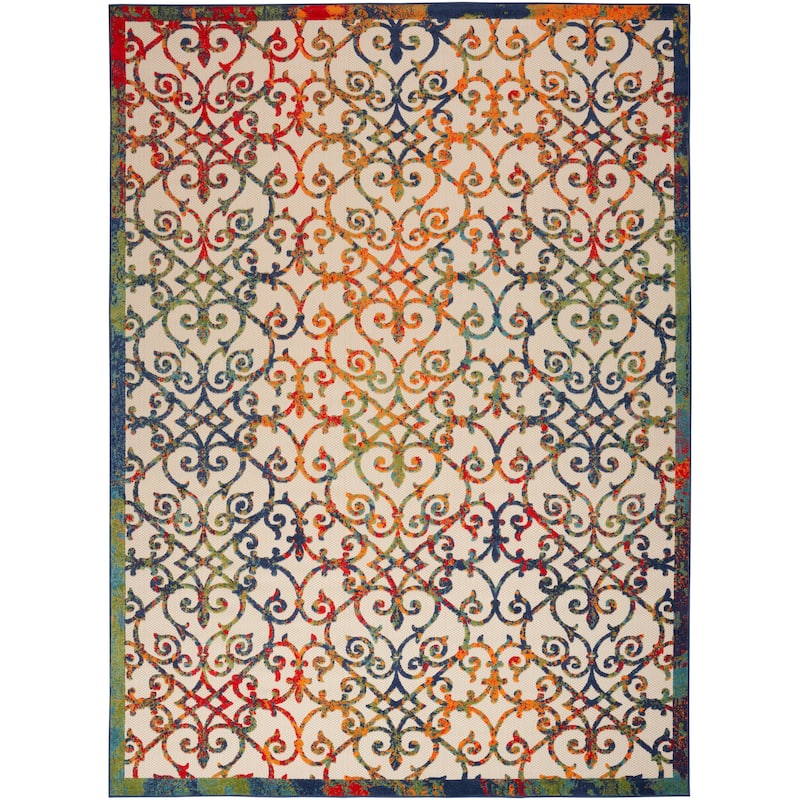 Nourison Aloha Transitional Scroll Indoor/Outdoor Damask Rug