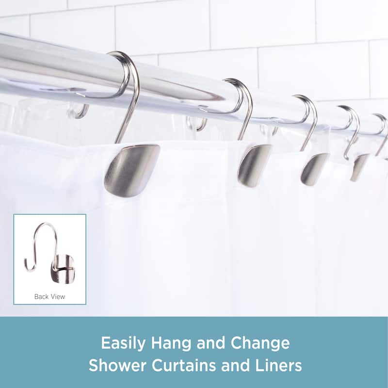 Kenney Abstract Double Decorative Shower Curtain Hooks, Set of 12 - Brushed Nickel