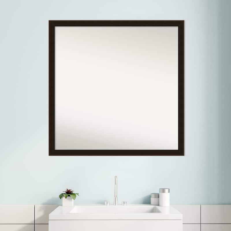 Non-Beveled Wood Bathroom Wall Mirror Frame - Espresso Brown