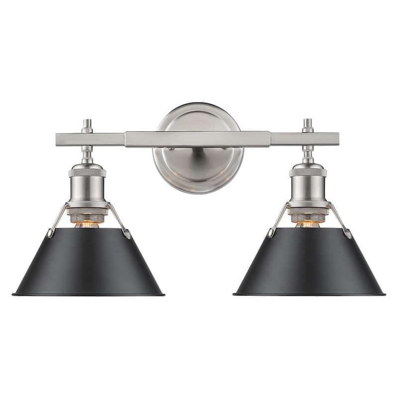 Golden Lighting Orwell 2 Light 18-1/4" Wide Bathroom Vanity Light in - Pewter with Black Shades