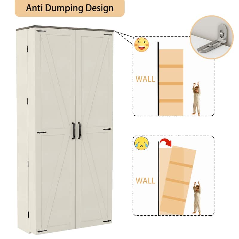 67" Kitchen Pantry Cabinet with Adjustable Shelves, Tall Storage Organizer Cupboard for Kitchen, Dining Room