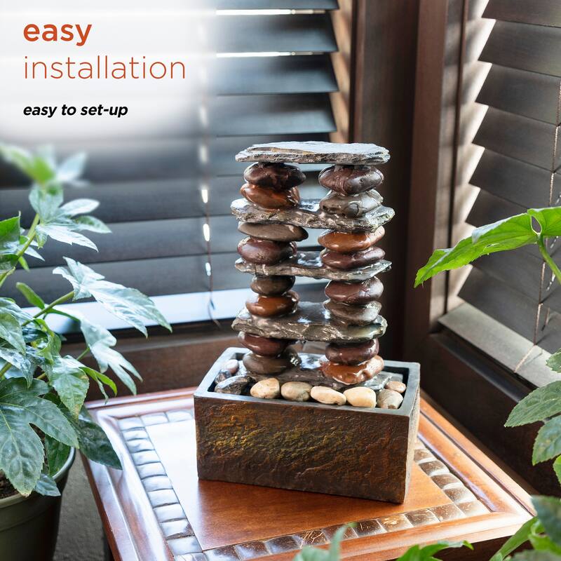 Eternity Tabletop Stacked Rocks Fountain