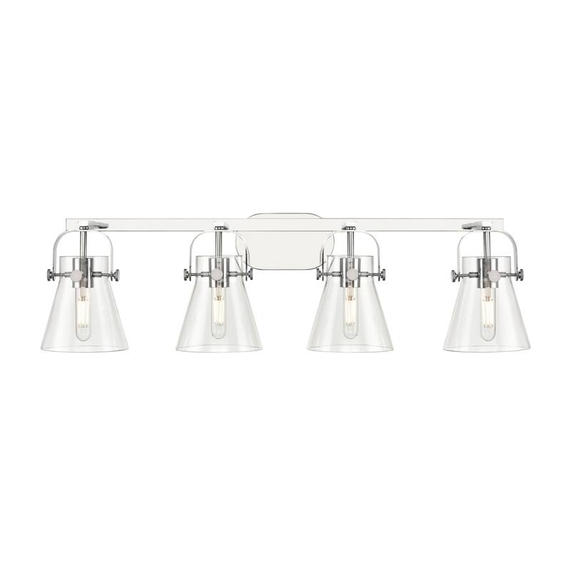 Innovations Lighting 423-4W-10-37 Pilaster II Cone Vanity Pilaster II - Polished Chrome / Clear