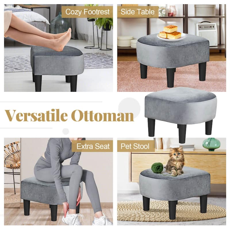 Costway Barrel Chair with Ottoman Footrest Curved Backrest Armrests - See Details