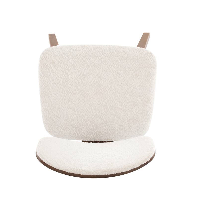 Roomfitters Modern Boucle Dining Chair with Upholstered Seat, Stylish Accent Side Chair for Home Decor, White + Walnut