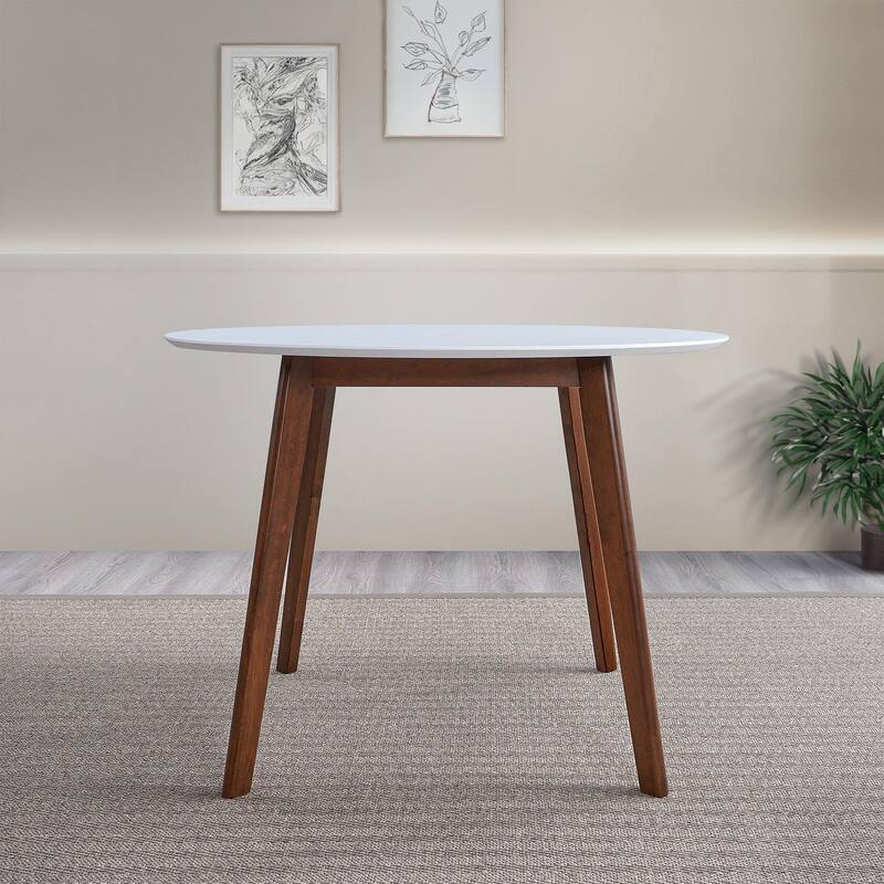 GDFStudio - Carlton Modern 39.4" Oval Dining Table with Solid Rubberwood Legs