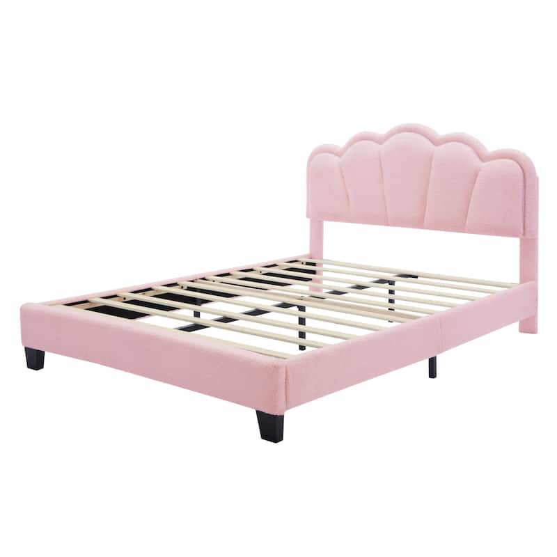 Upholstered bed with LED lights