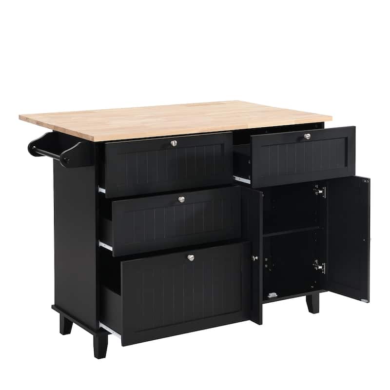 Farmhouse Kitchen Island Set with Drop Leaf and 2 Seatings