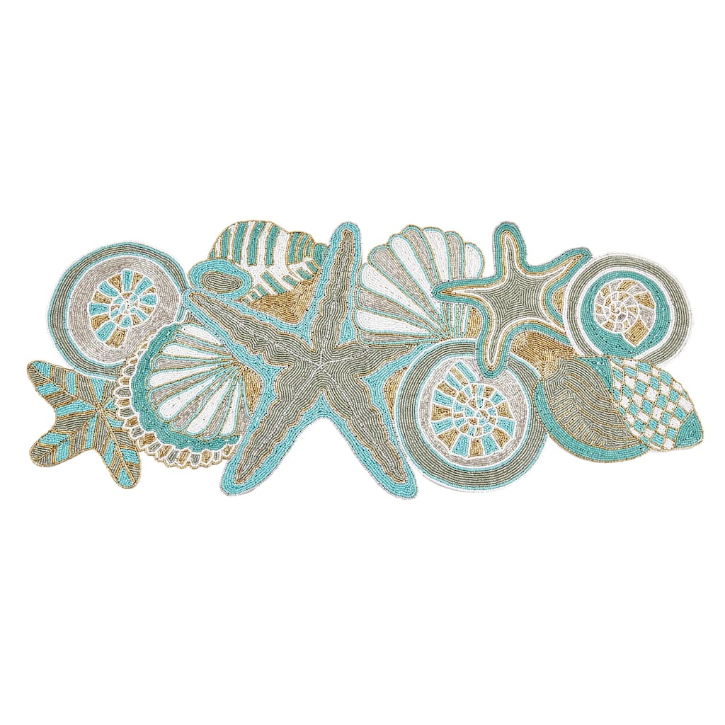 Sea Shell Beaded Design Table Runner - 13"x36"