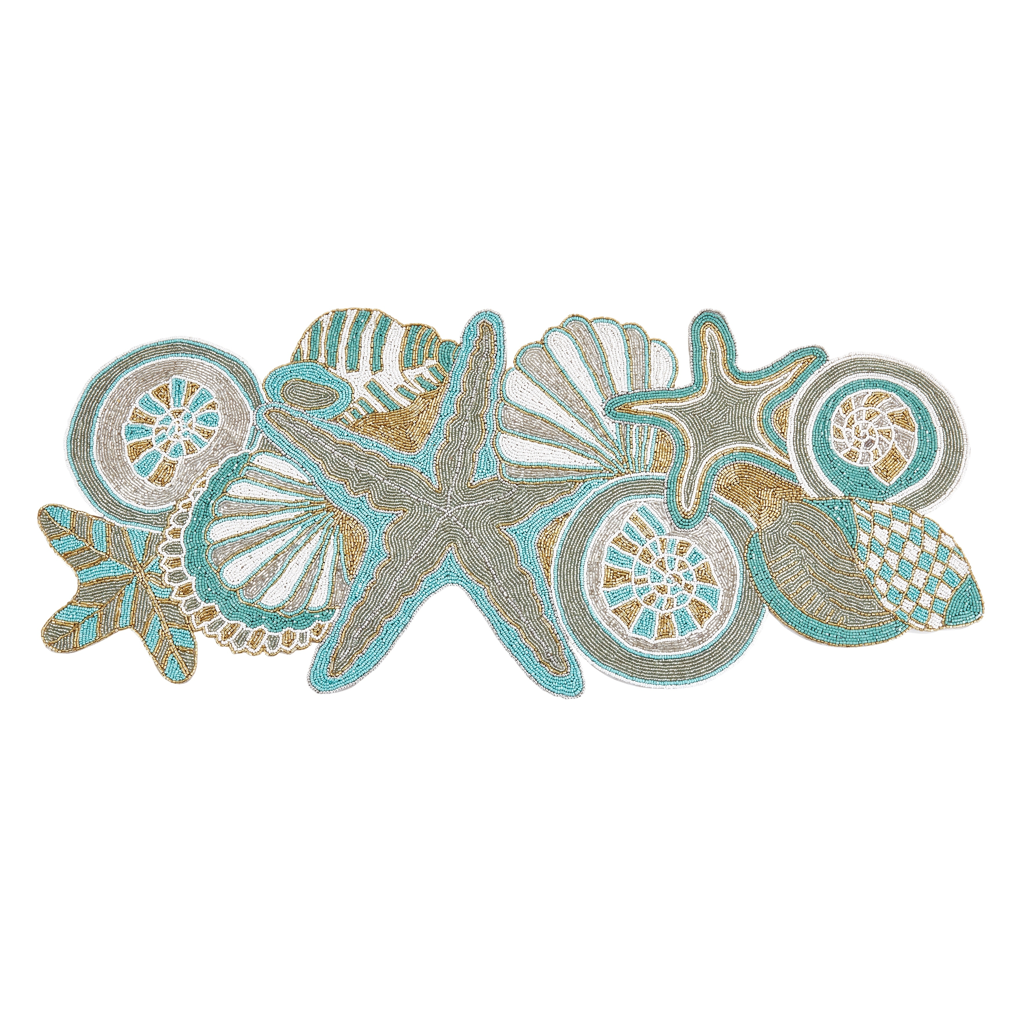 Sea Shell Beaded Design Table Runner - 13"x36"