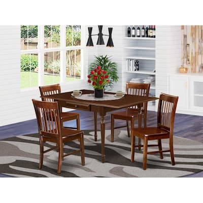 5-Piece Mahogany Finish Solid Wood Top - Dining Room Set - Seats 4