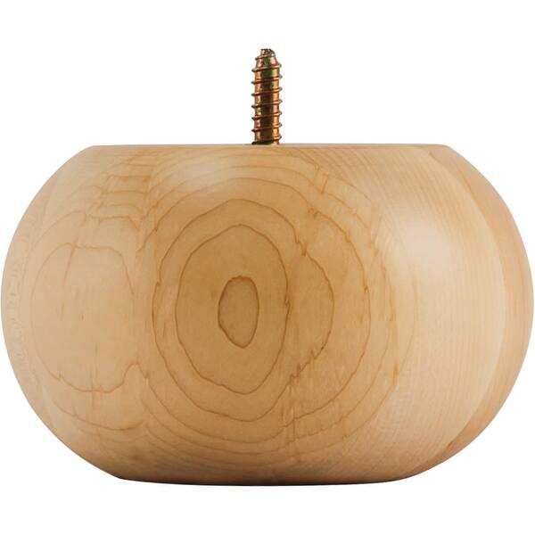 slide 1 of 1, Hardware Resources Bun Foot with Decorative Styling, 3"H x 5"D Natural Maple