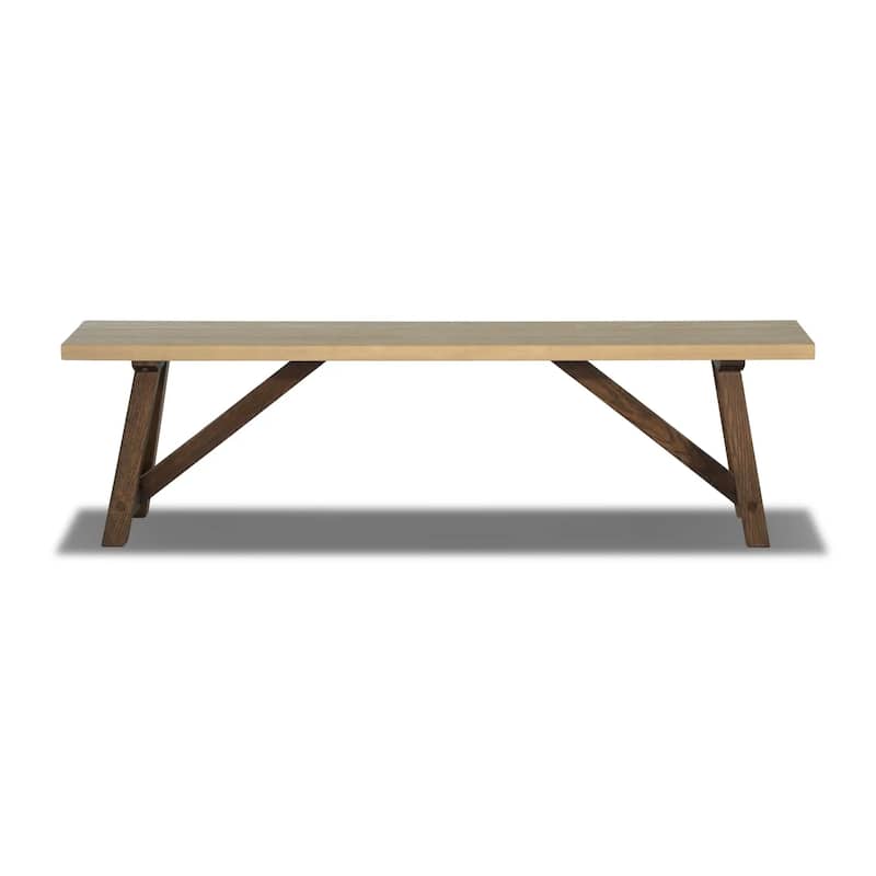 Cascais Solid Wood Bench with Farmhouse Base